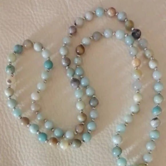 Mala Meditation Beads yoga bohemian necklace blue boho turquoise natural - Picture 7 of 8